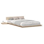 vidaXL Cadre lit avec tables de chevet 135x190cm en bois massif
