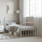 vidaXL Cadre de lit métal sans matelas avec pied de lit blanc 90x190cm