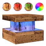 vidaXL Table basse avec lumières LED vieux bois 50x50x40 cm