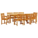 vidaXL Ensemble de salle à manger pour jardin 9 Pièces Marron