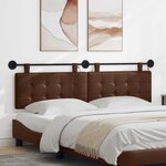 vidaXL Tête de lit suspendue Avec lumière LED Marron Simili cuir