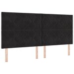 vidaXL Tête de lit en velours noir avec design en blocs de diamant - 200 cm