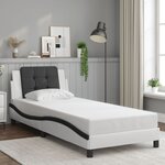 vidaXL Cadre de lit avec LED sans matelas Zadar blanc et noir 90x200 cm