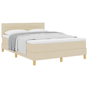 vidaXL Lit à ressorts avec coussin Crème 160 x 200 cm tissu