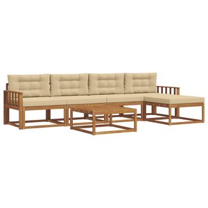 vidaXL Ensemble de canapés d'extérieur 6 Pièces Naturel et Beige