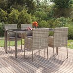 vidaXL Chaises de jardin avec coussins 4 Pièces Résine tressée Gris