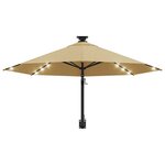 vidaXL Parasol mural avec mât métallique et LED 300 cm Taupe