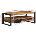 vidaXL Table basse 90x50x36 cm bois de manguier massif brut