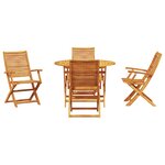 Set de salle à manger de jardin 5 pièces en bois massif d'acacia