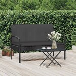 vidaXL Banc de jardin avec coussin noir 105 cm résine tressée