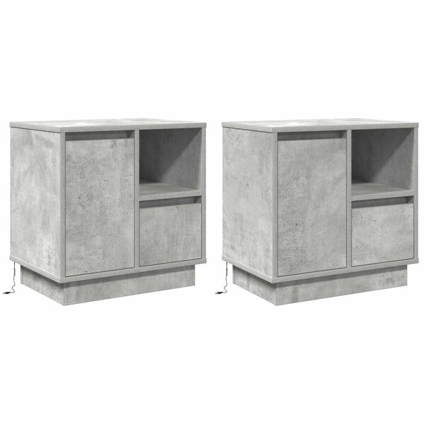 vidaXL Cabinet de chevet 2 Pièces Gris béton 50 x 34 5 x 50 cm.