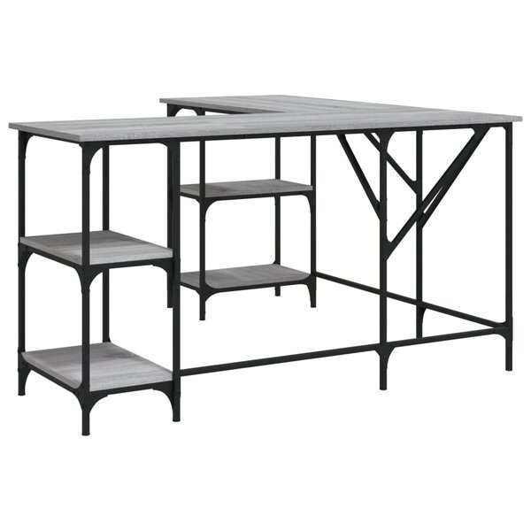 Bureau table poste de travail meuble d'ordinateur informatique étude sonoma 139 x 139 x 75 cm bois d'ingénierie gris 02_0023948