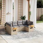vidaXL Salon de jardin avec coussins 6 Pièces beige résine tressée