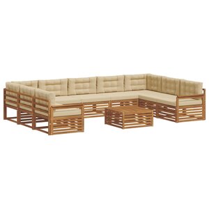 vidaXL Ensemble de canapés d'extérieur 10 pc Naturel et Beige