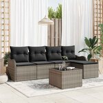 vidaXL Ensemble de canapé de jardin avec coussin 6 Pièces Noir Poly rotin