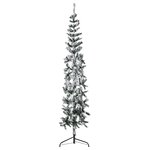 vidaXL Demi sapin de Noël artificiel mince avec neige floquée 210 cm
