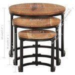 vidaXL Tables d'appoint 3 Pièces Bois d'acacia solide