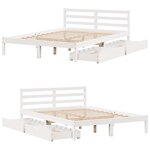 vidaXL Cadre de lit sans matelas blanc 140x190 cm bois de pin massif