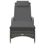 vidaXL Chaise longue avec roues Résine tressée Anthracite