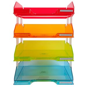 Set De 4 Corbeilles-à-courrier Combo Midi Transparent Linicolor - Couleurs Assorties - Exacompta