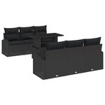 Canapé de jardin 7 pièces Noir Poly Rattan