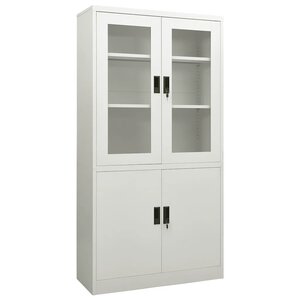 Armoire de bureau design moderne idéale rangement dossiers 90 x 40 x 180 cm en acier gris clair 02_0046807