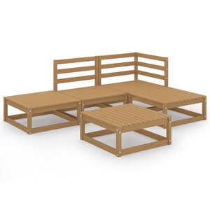 vidaXL Salon de jardin 5 Pièces marron miel bois de pin massif