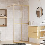 vidaXL Paroi de douche avec verre ESG transparent doré 100x195 cm