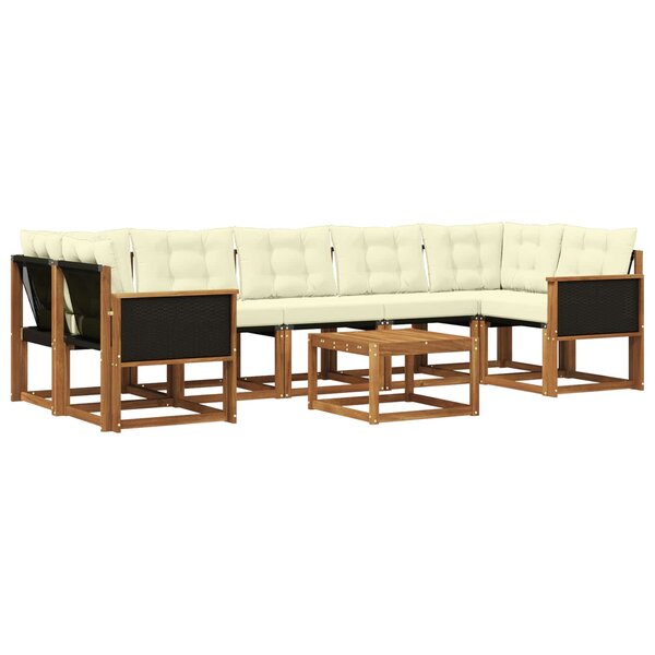 vidaXL Ensemble de canapés d'extérieur 8 pc Naturel et Crème