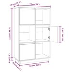 vidaXL Buffet haut Blanc 74x35x117 cm Bois massif de pin