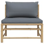 vidaXL Canapé de milieu de jardin avec coussins gris foncé Bambou