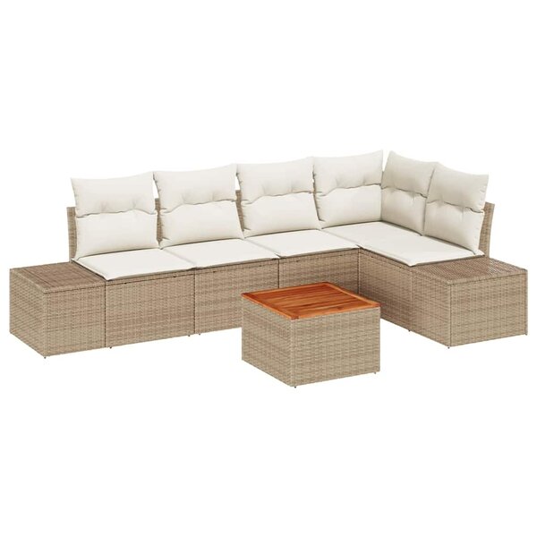 vidaXL Ensemble de canapé de jardin 6 Pièces Beige Poly rotin