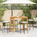 vidaXL Ensemble de bar de jardin 5 Pièces marron bois massif acacia rotin