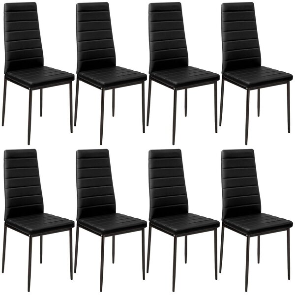 Lot de 8 chaises siège de salon cuisine salle à manger design carré élégant noir 08_0000142
