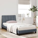 vidaXL Lit avec matelas Hanko gris foncé 100x200 cm velours