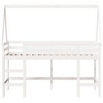 vidaXL Lit superposé et échelle et toit blanc 90x200cm bois pin massif