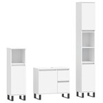 vidaXL Ensemble de meubles salle de bain 3 Pièces blanc bois d'ingénierie