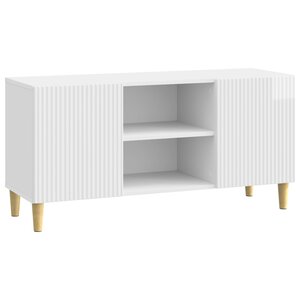 vidaXL Meuble TV Blanc brillant 102 x 34 5 x 50 cm Bois d'ingénierie