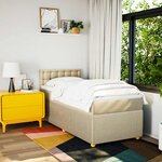 vidaXL Sommier à lattes de lit et matelas Crème 90x190 cm Tissu