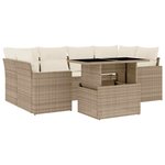 vidaXL Salon de jardin avec coussins 7 Pièces beige résine tressée