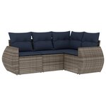 vidaXL Salon de jardin 4 Pièces avec coussins gris résine tressée