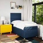 vidaXL Sommier à lattes de lit avec matelas Bleu 90x190 cm Tissu