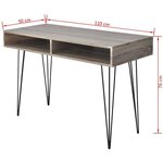 Bureau table meuble travail informatique avec 2 compartiments gris