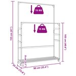 vidaXL Porte-vêtements et étagères et roulettes 90x35x155 cm bambou