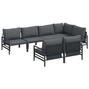 vidaXL Ensemble de canapé de jardin avec coussin 7 Pièces Noir Acier