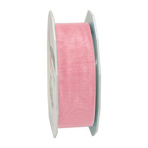 Organza sheer 25-m-rouleau 25 mm rose