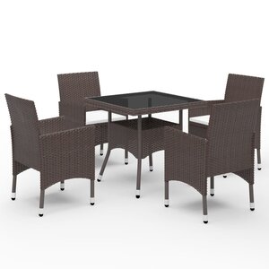 vidaXL Ensemble à manger de jardin 5Pièces Marron Résine tressée et verre