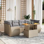 vidaXL Salon de jardin avec coussins 7 Pièces beige résine tressée