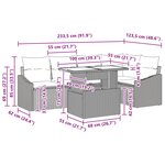 vidaXL Ensemble de canapé de jardin avec coussin 6 Pièces Noir et crème