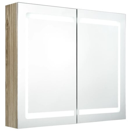 vidaXL Armoire de salle de bain à miroir LED Chêne 80x12x68 cm